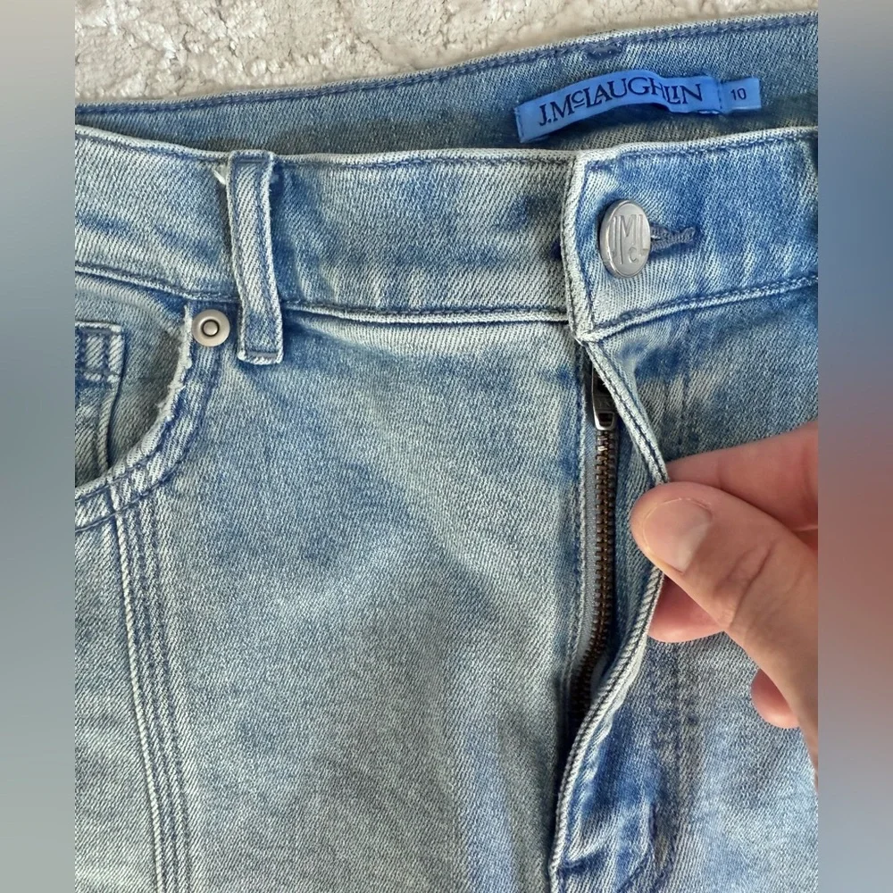 J McLaughlin Clearwater Jeans Womens 10 Lt Blue Pintuck Bootcut High Rise